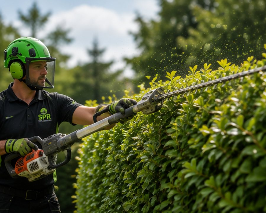Reducing the height of a large conifer hedge