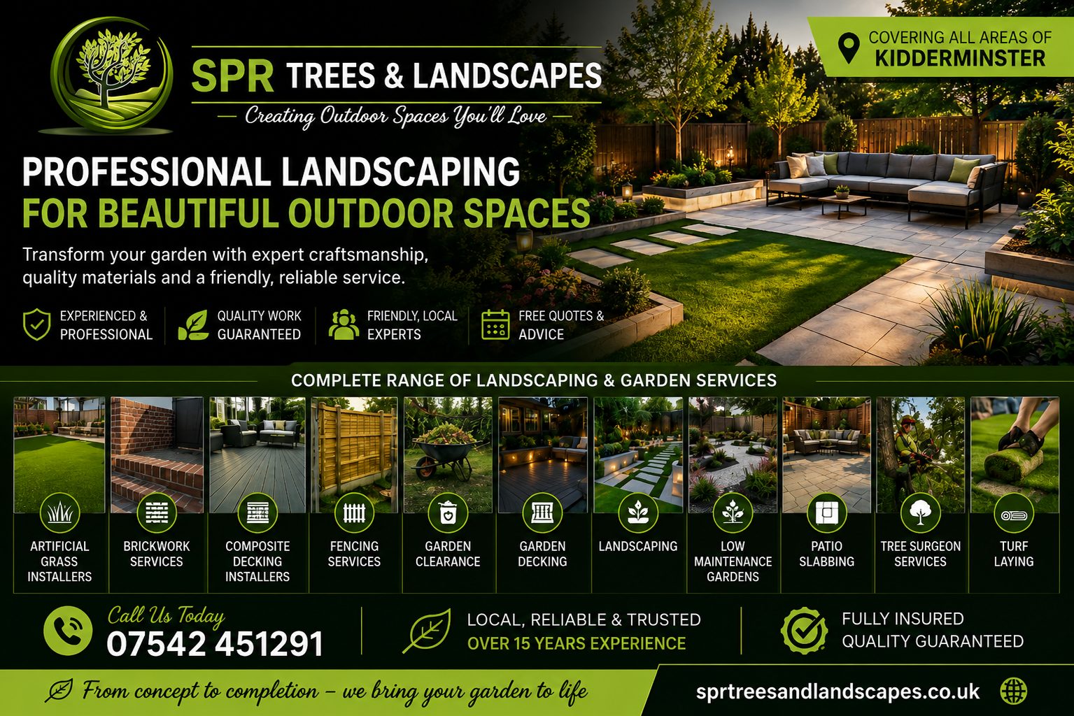SPR Trees & Landscapes — landscaping and garden services covering all areas of Kidderminster