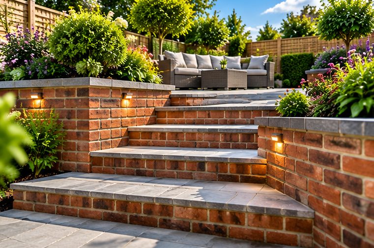 Garden brickwork illustration near Alcester
