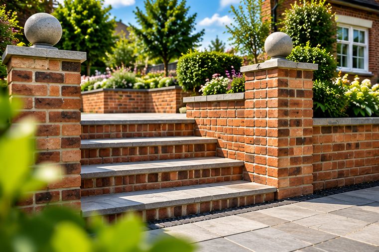Garden brickwork illustration near Alcester
