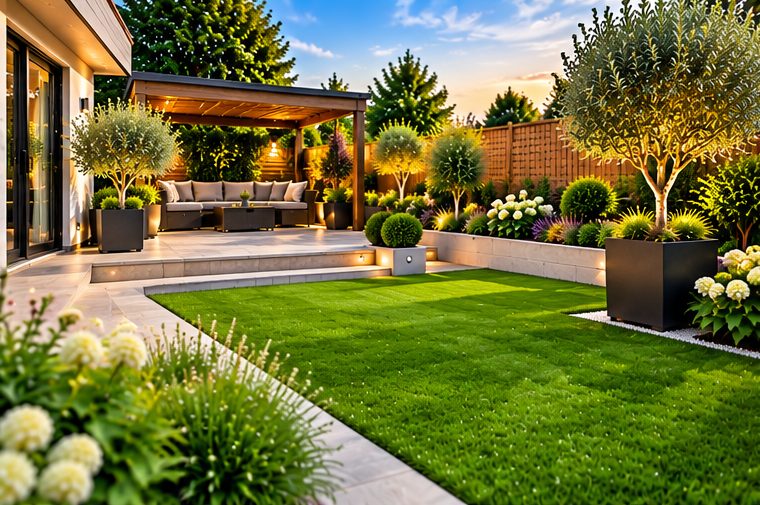 Garden landscaping illustration near Alcester