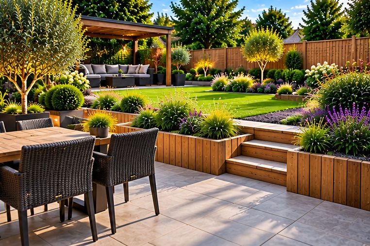 Garden landscaping illustration near Alcester