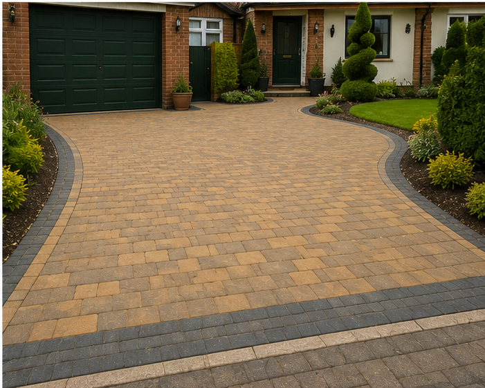 Block paving edging detail on a Worcestershire driveway
