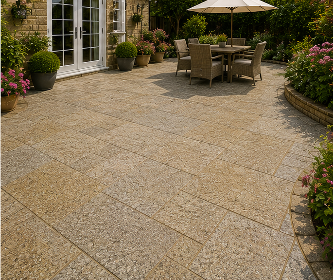Granite paving detail showing a sharp, durable finish